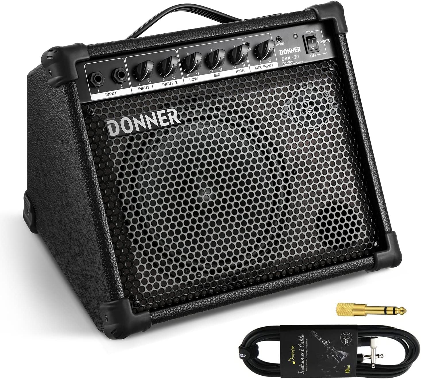 Donner DKA-20 Keyboard Amplifier 20 Watt Keyboard AMP with Aux in and Two Channels, Bass...