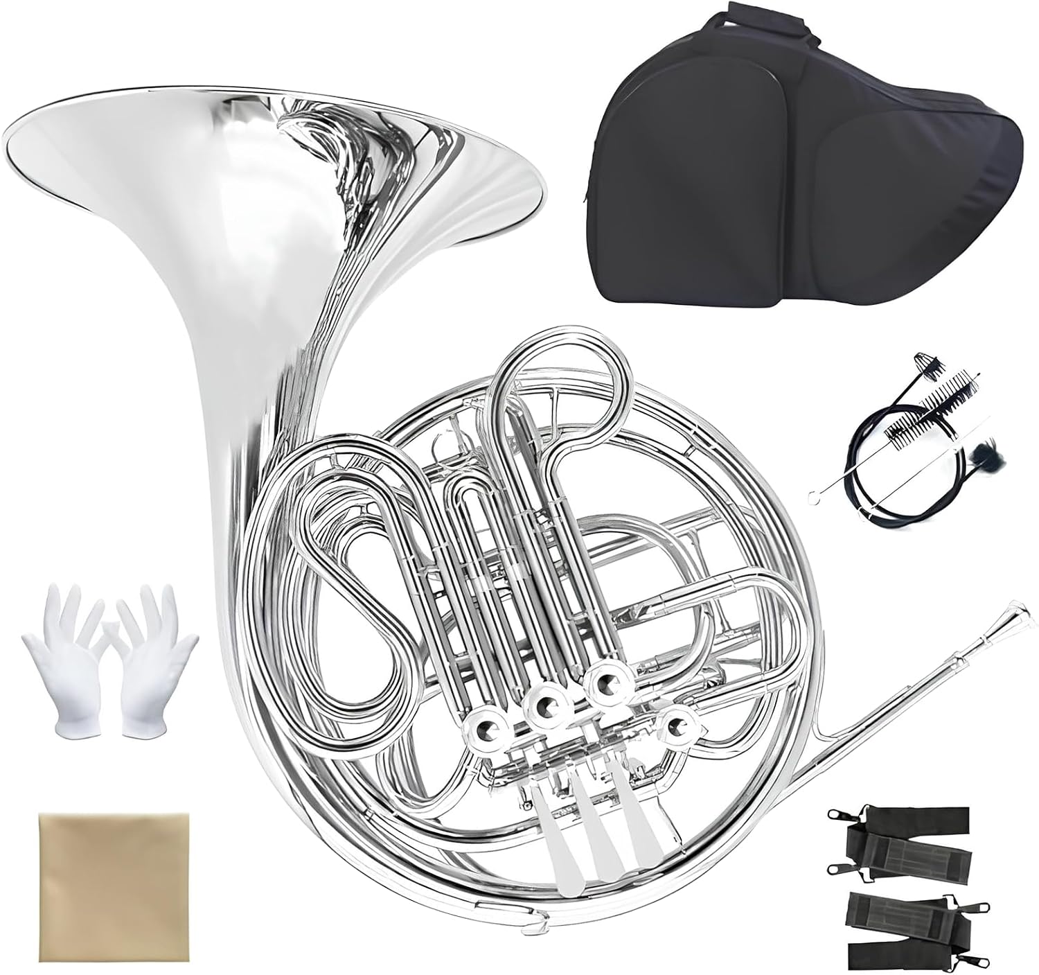 Double French Horn 4 Key F/Bb Suitable for beginners and musicians | Made of brass, with a...