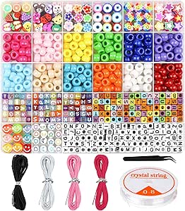 Dowsabel Bracelet Making Kit, Beads for Bracelets Making Pony, Kandi, Polymer Clay, Smile...
