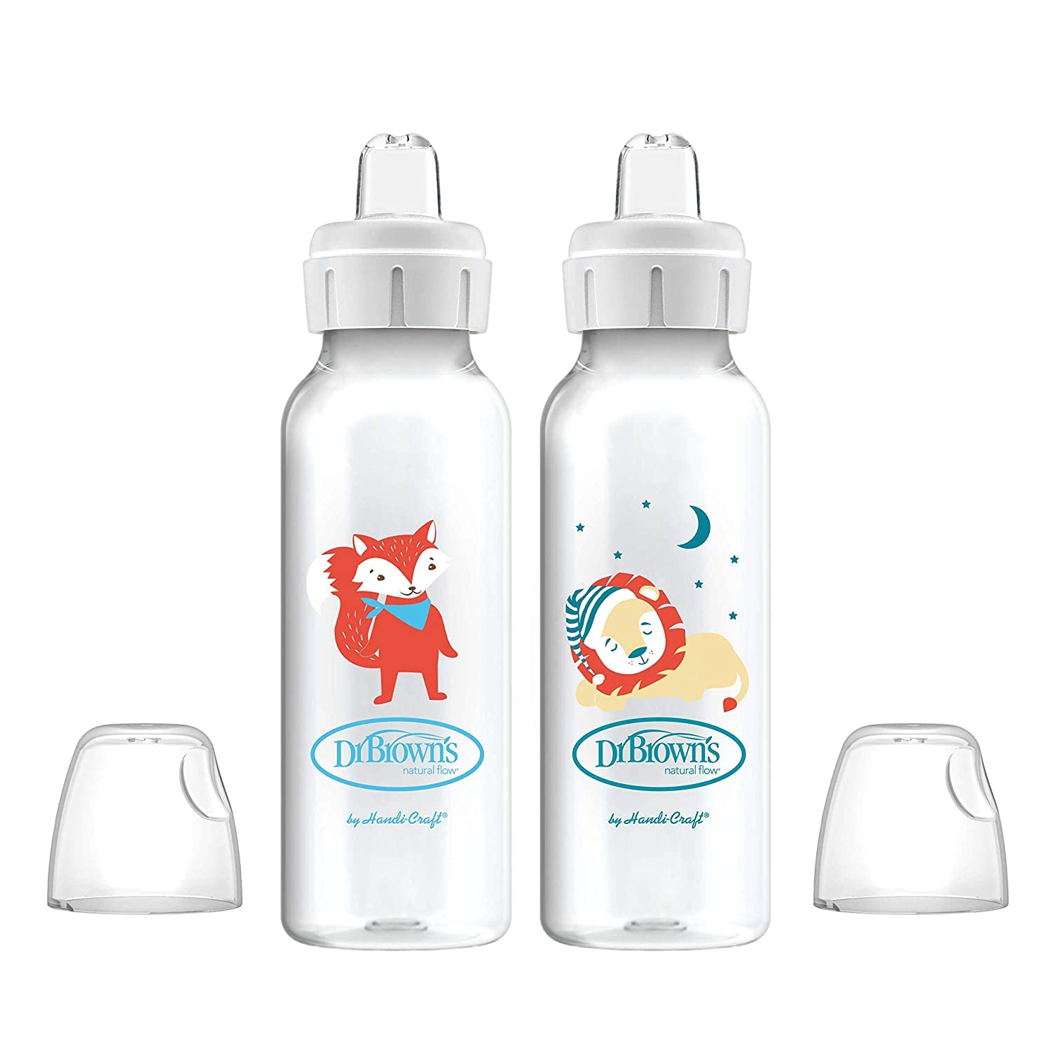 Dr. Brown's Milestones Narrow Sippy Bottle, 100% Silicone Soft Sippy Spout, 8oz/250mL, 6m+...
