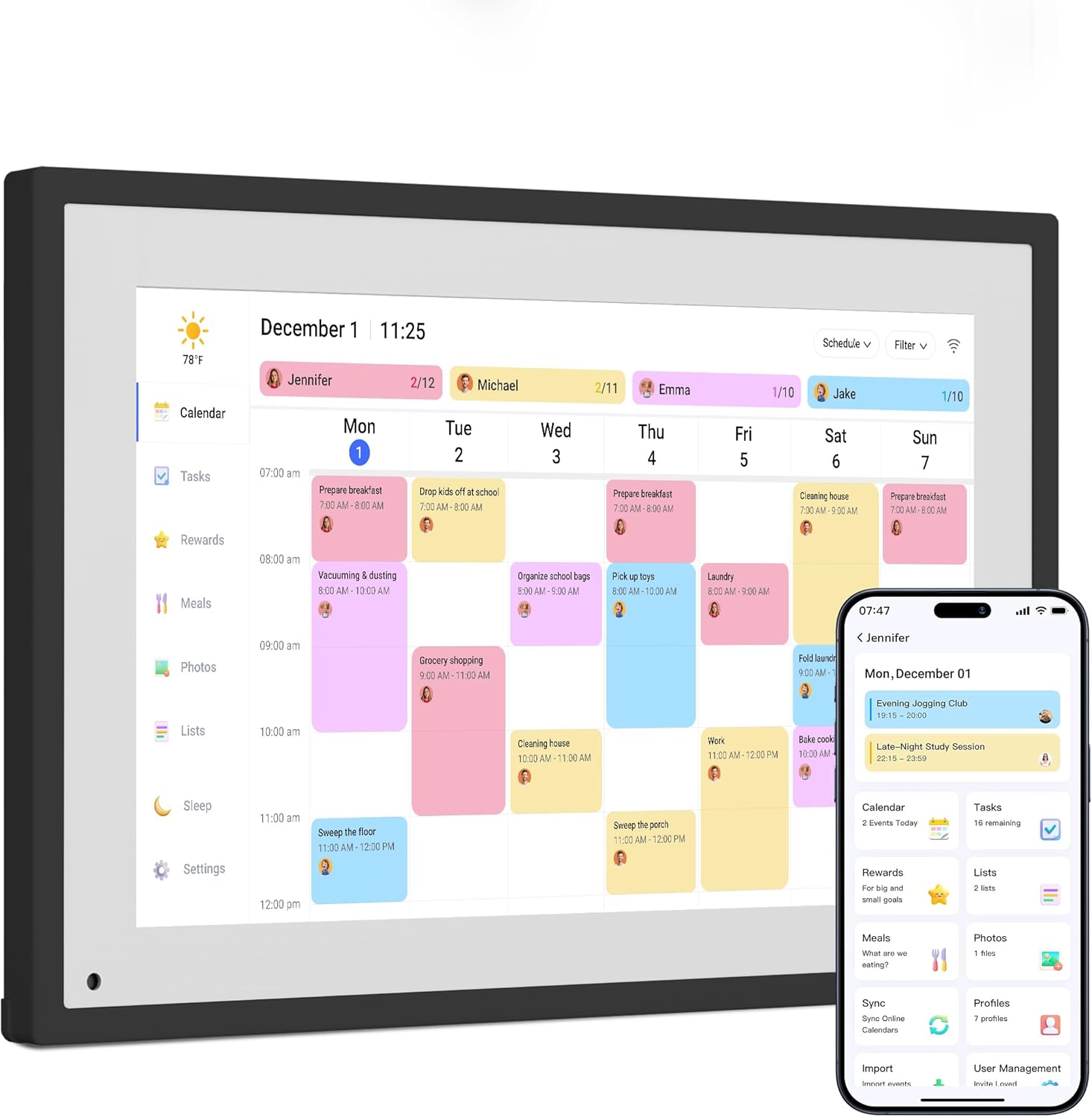 Dragon Touch 10.1 inch Digital Calendar & Chore Chart - Interactive Touchscreen Smart Family...
