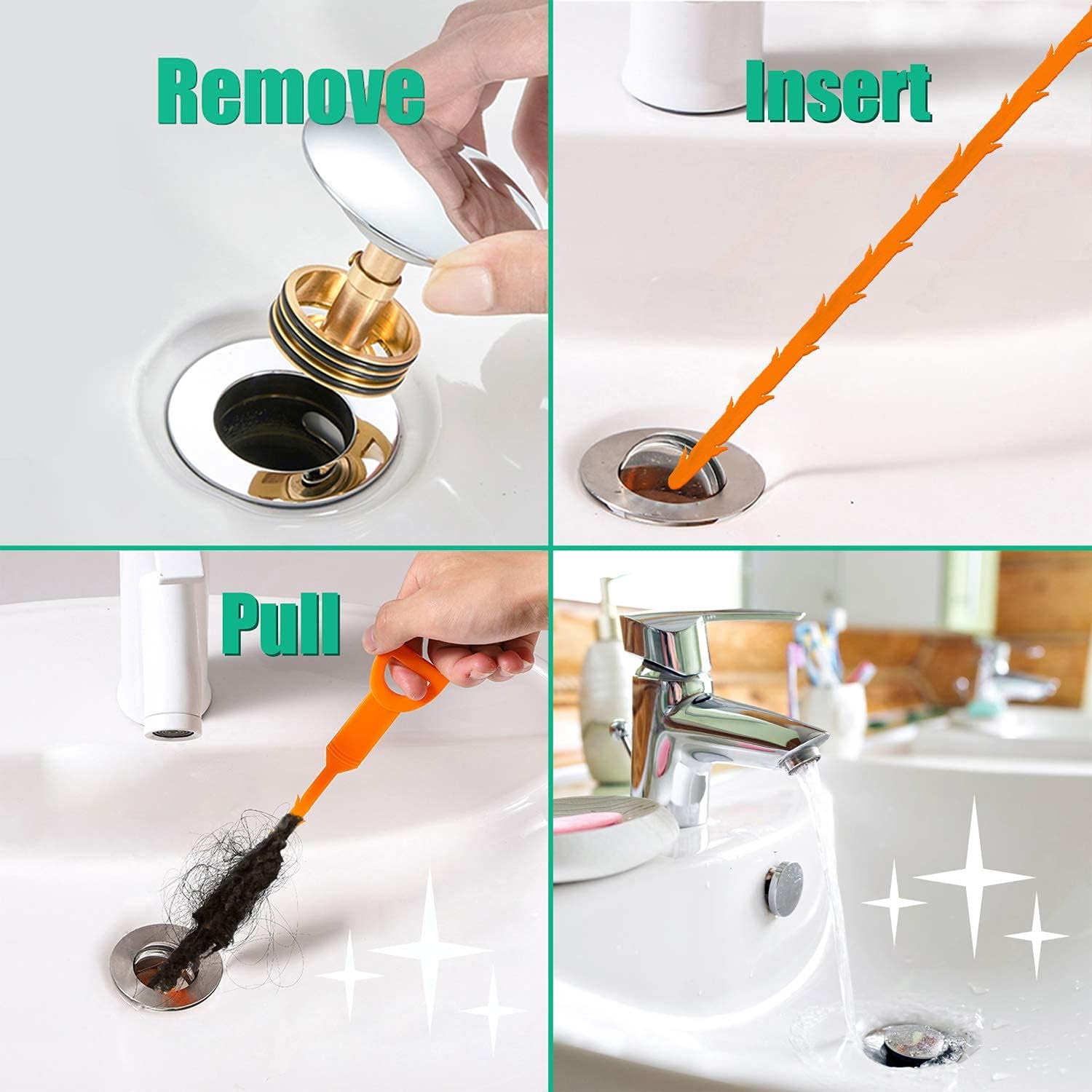 Drain Snake Hair Drain Clog Remover - 3 Pack Shower Snake Sink Unclogger Tool with Exquisite...