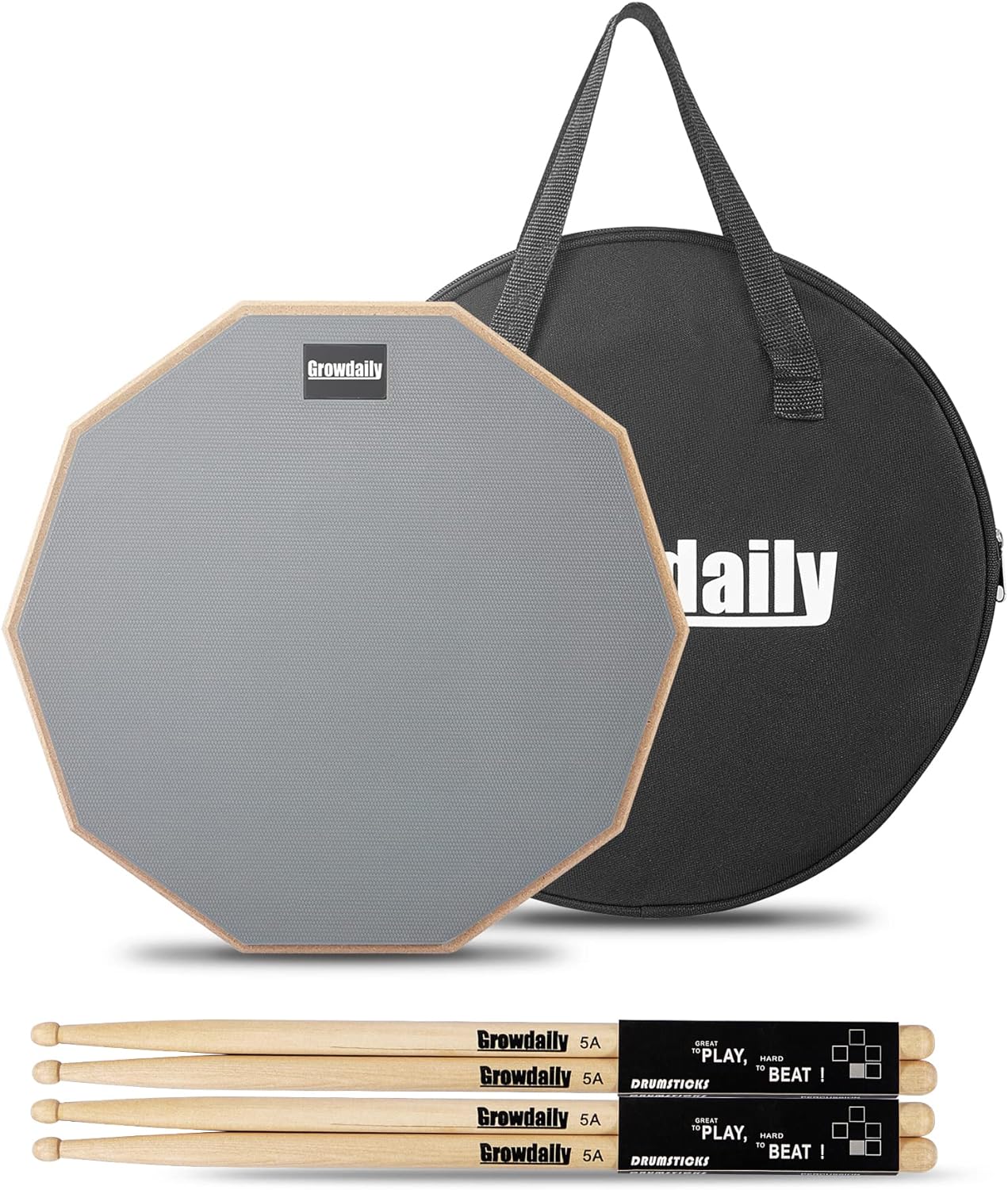 Drum Practice Pad for drumming drum pad and sticks 12 In,Sided With 2 Pairs/4 Maple 5A Drum...