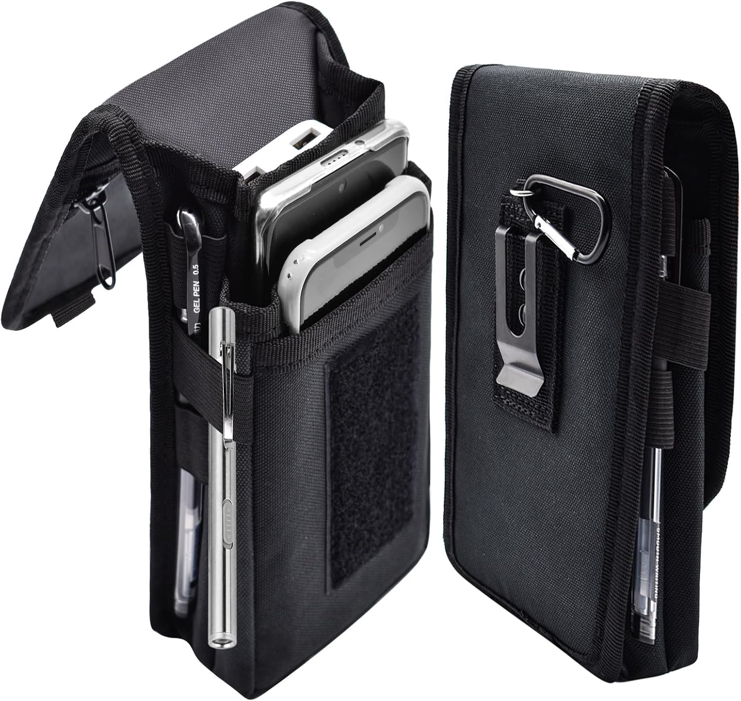 Dual Phone Holster, Large Smartphone Pouch, Belt Clip Tool Pouch, Multi-Purpose Tactical...