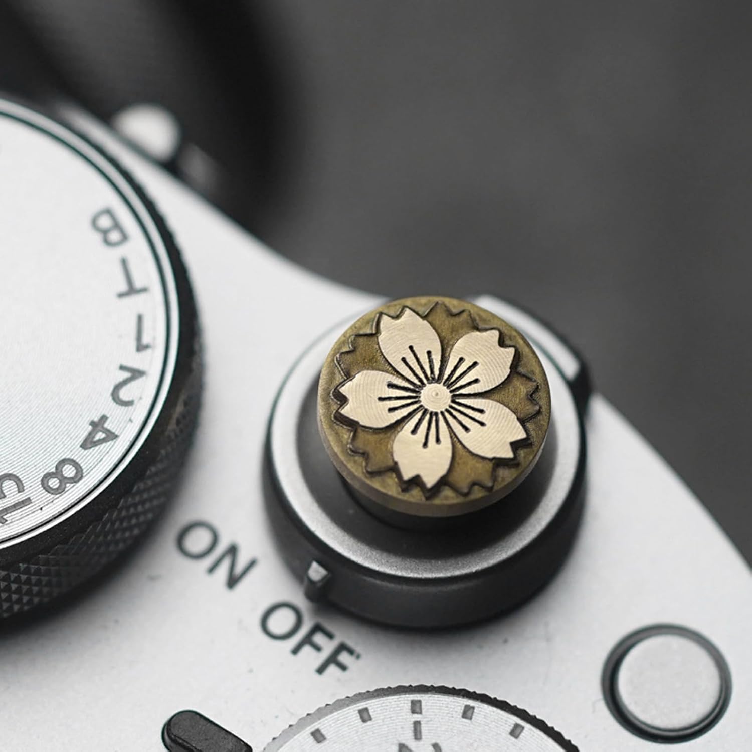 Durability Brass Shutter Release Button with Engraveds Florals Pattern for XT30 A7C2 Camera... image