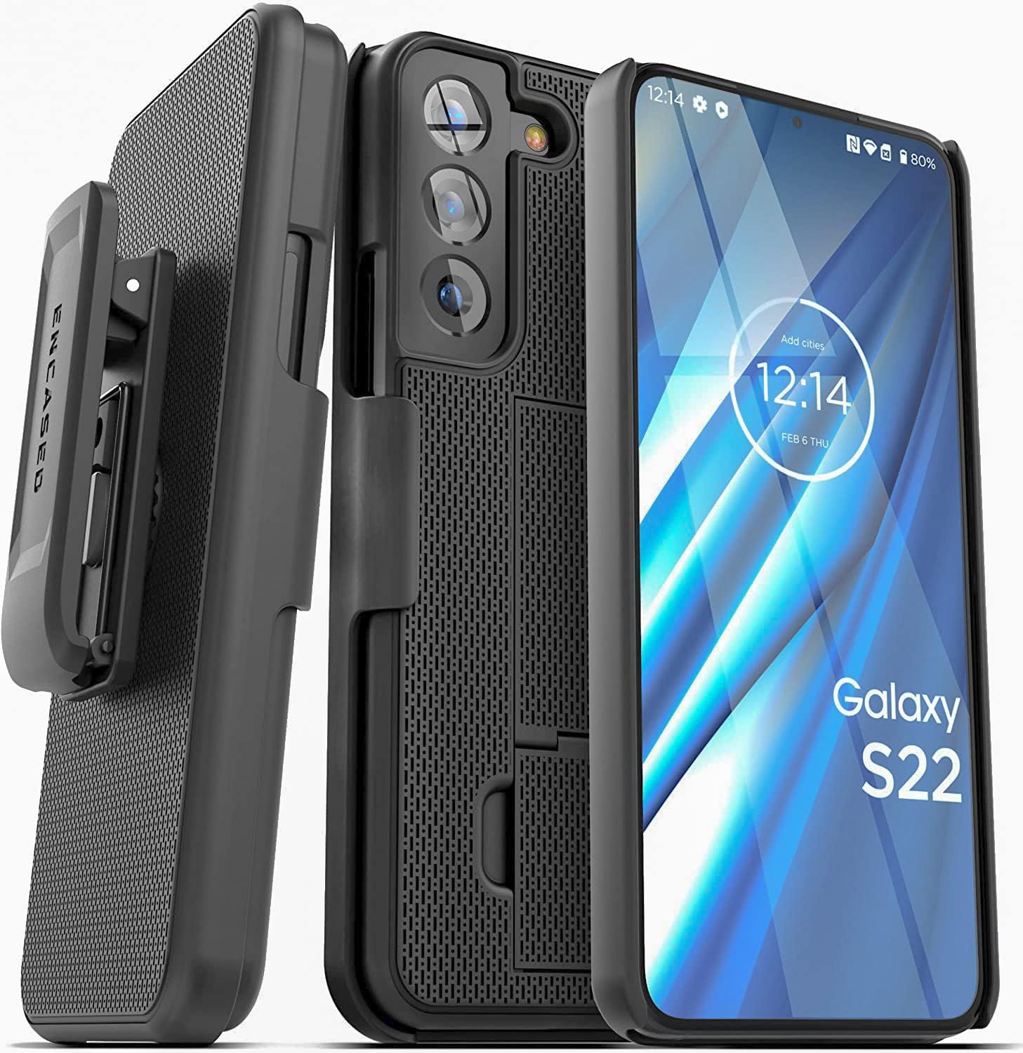 DuraClip Designed for Samsung Galaxy S22 Belt Clip Case, Slim Phone Case with Holster (S22)