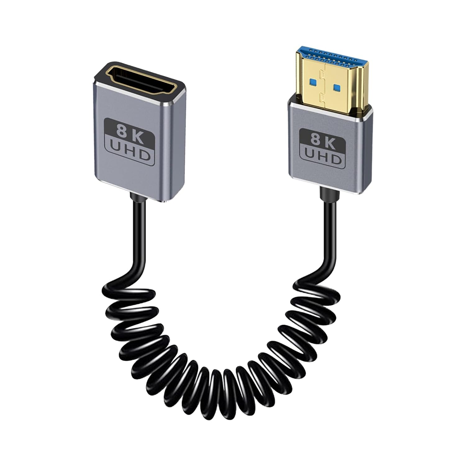 Duttek 8K Coiled HDMI Cable 1-2FT, Coaxial Extreme Thin HDMI to HDMI 2.1 Cable [8K@60Hz...