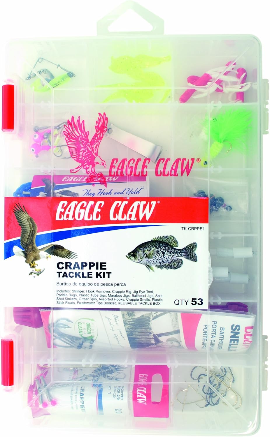 EAGLE CLAW CRAPPIE TACKLE KIT, 53 PIECES, CONTAINS ASSORTMENT OF HOOKS, SINKERS, AND TACKLE...
