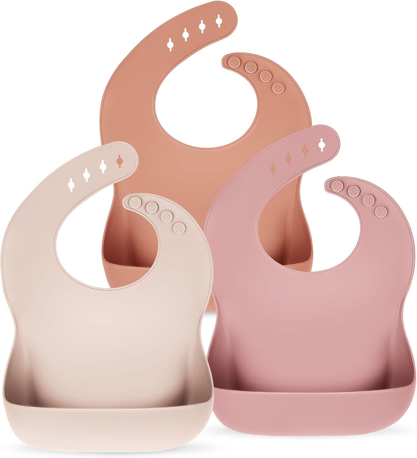 Eascrozn Silicone Bibs for Babies Toddler Set of 3, BPA Free, Soft Adjustable Waterproof...