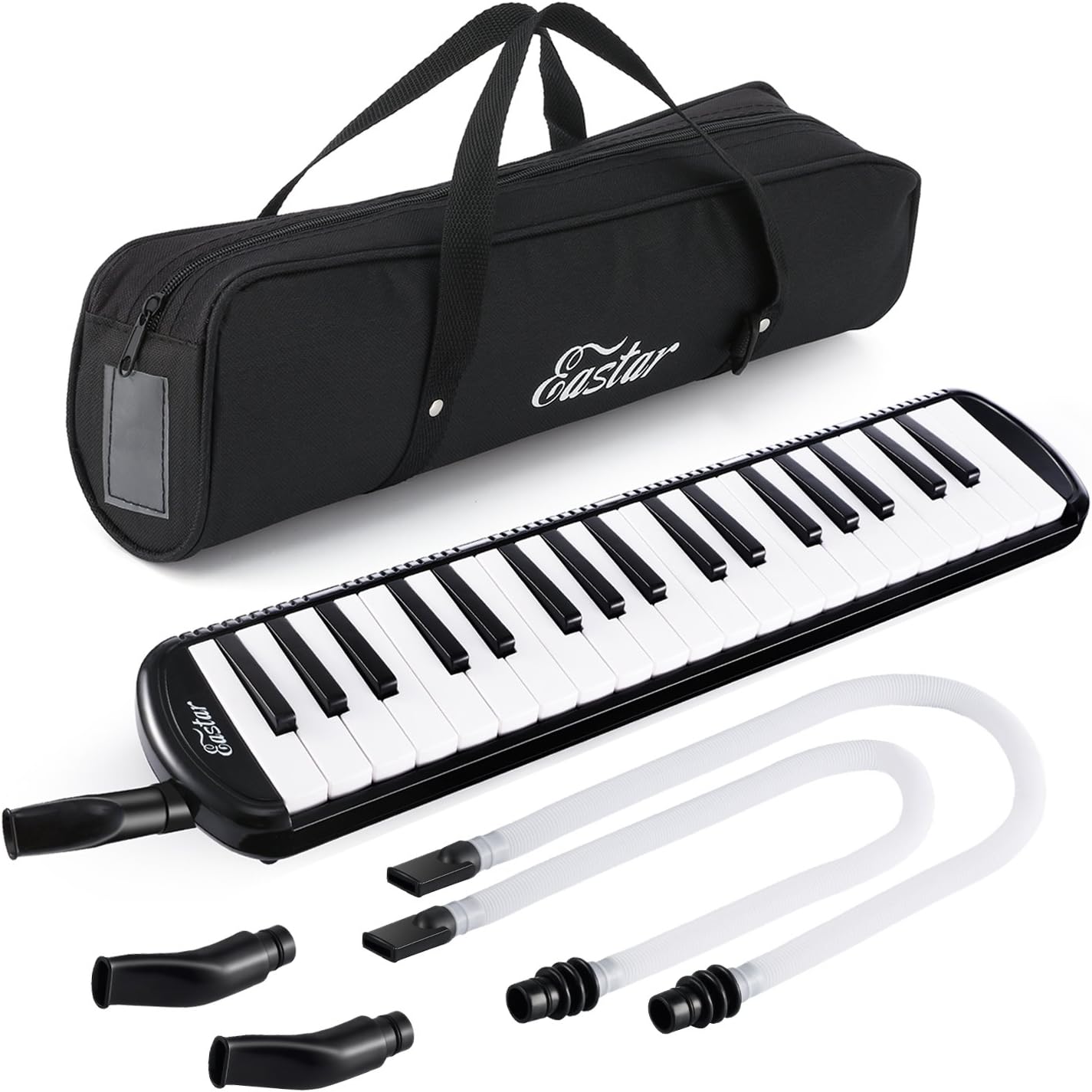 Eastar 37 Key Melodica Instrument with Mouthpiece Air Piano Keyboard, Carrying Bag, Black