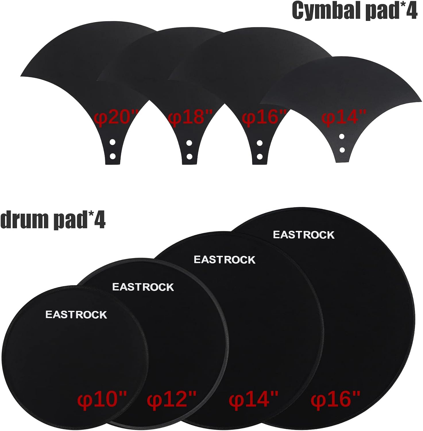 EASTROCK Drum Mute Pads Set 11 Pieces With Cymbal Pad + Hi hats Set Pad, Foam Drum Silencer... image