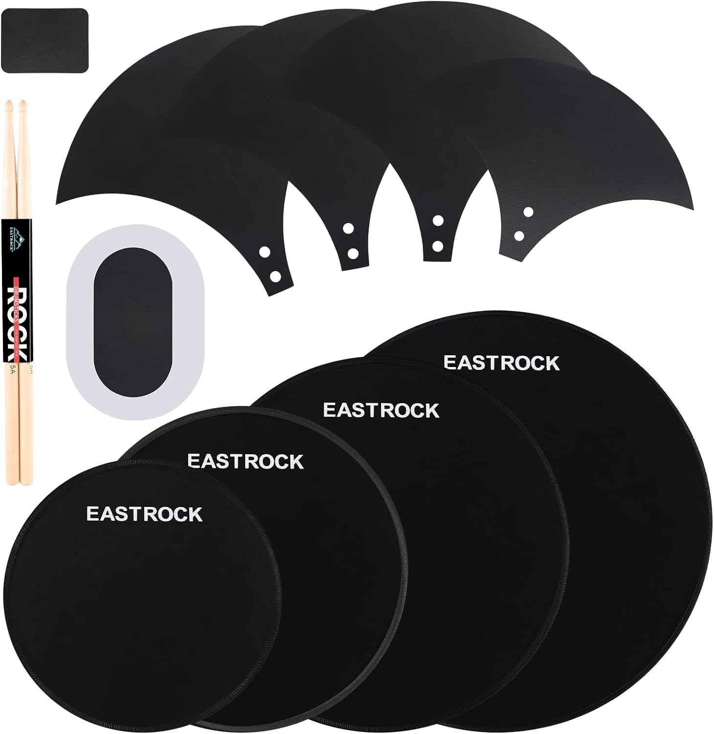EASTROCK Drum Mute Pads Set 11 Pieces With Cymbal Pad + Hi hats Set Pad, Foam Drum Silencer...