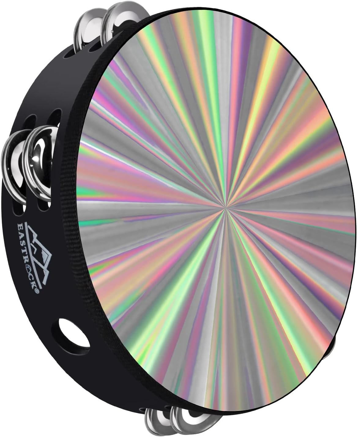 EASTROCK Radiant Tambourine Hand Held Drum 8 Inch Double Row Jingles Reflective Tambourine...