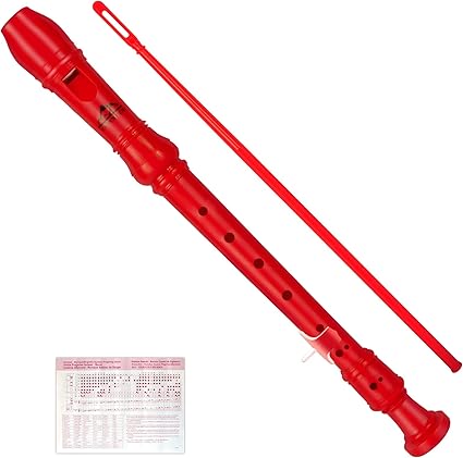 Eastrock Recorder Instrument German Style Soprano Recorder Red 3 Pieces for Beginners with...