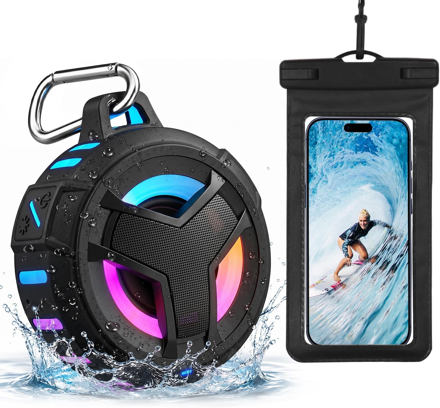 EBODA Bluetooth Shower Speaker with Waterproof Phone Pouch – Rugged & Ready for Any Wet...