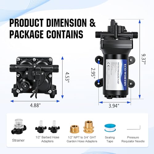 ECO-WORTHY 110V AC Fresh Transfer Diaphragm Water Pump On Demand 5.5GPM 70PSI High Pressure... image