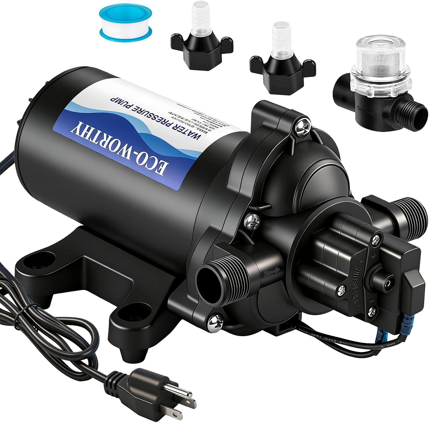 ECO-WORTHY 33-Series Water Pressure Diaphragm Pump Industrial 110V AC 4.0GPM Flow 50PSI...