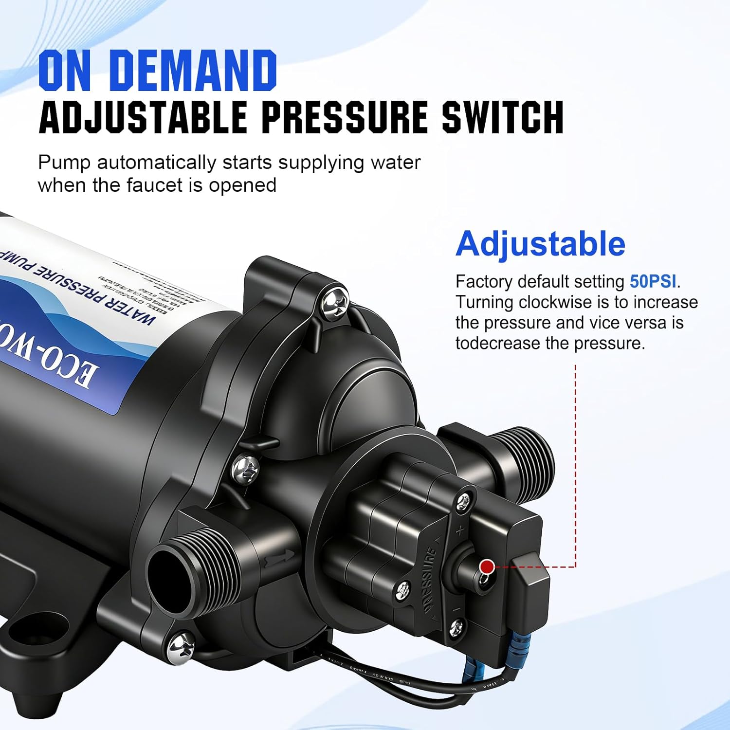 ECO-WORTHY 33-Series Water Pressure Diaphragm Pump Industrial 110V AC 4.0GPM Flow 50PSI... image