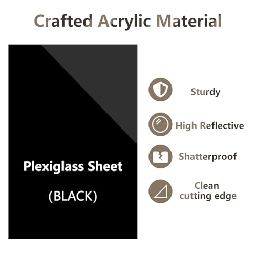 Egofine 8" x 10" Black Plexiglass Sheets 6 Pack 0.04 Inch Cast Acrylic Sheet Thick for DIY... image