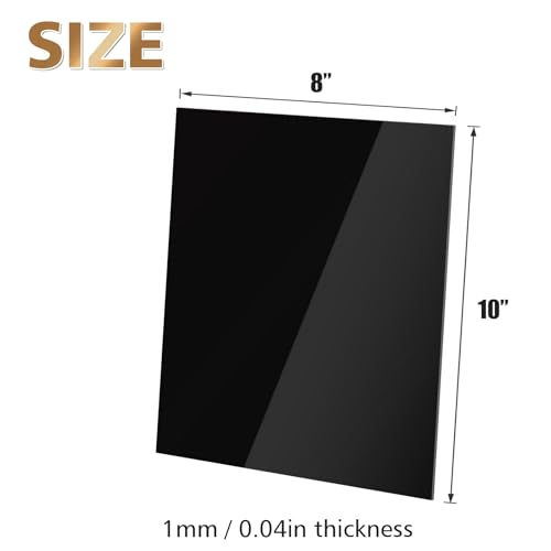 Egofine 8" x 10" Black Plexiglass Sheets 6 Pack 0.04 Inch Cast Acrylic Sheet Thick for DIY... image