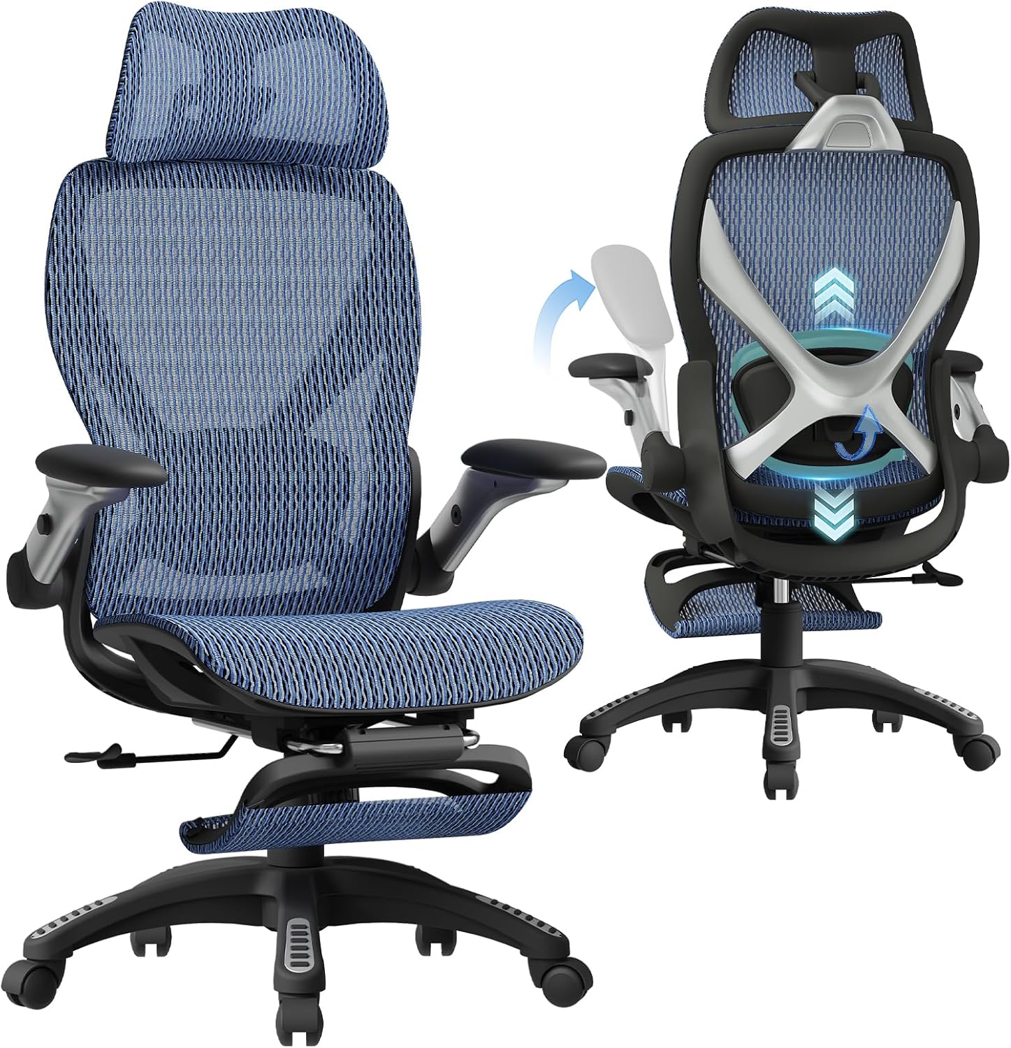 ELABEST X100 Ergonomic Office Chair with Footrest, Big and Tall Home Desk Chair with 5D...