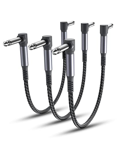 Elebase Guitar Patch Cables 6-Inch 3-Pack,6.35MM Effects Pedal Board Cord,1/4 Right-Angle...