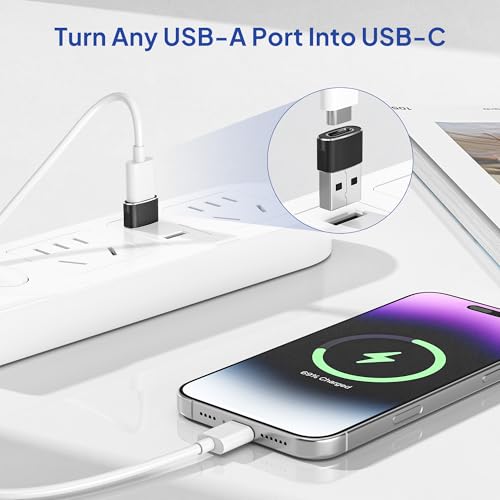 Elebase USB to USB C Adapter for iPhone 17 4Pack,USBC Female to A Male Car Charger... image