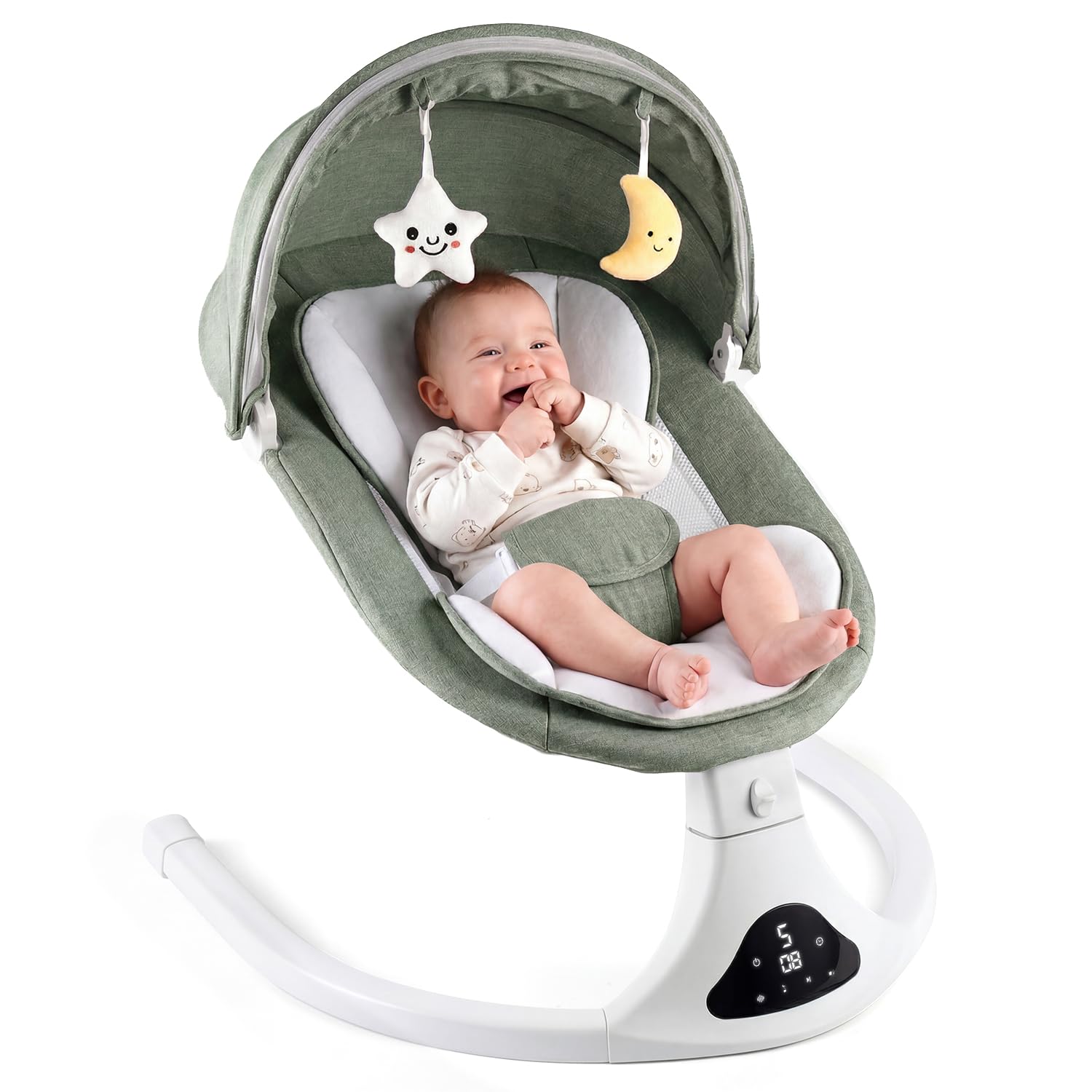 Electric Baby Swing with Remote Control - 5 Natural Motion Speeds, Detachable Seat Pad |...