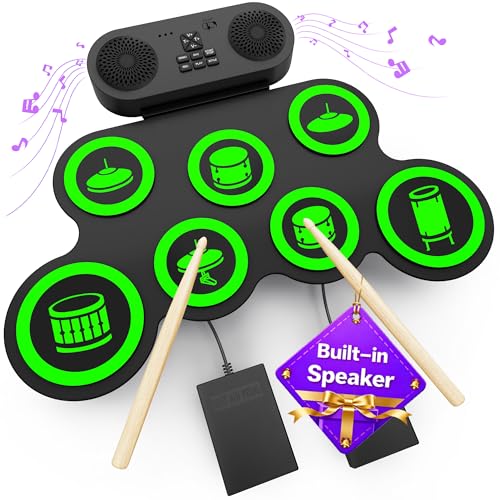 Electric Drum Set with Dual Speaker, Electronic Drum Pad and Sticks Kit Supports REC...