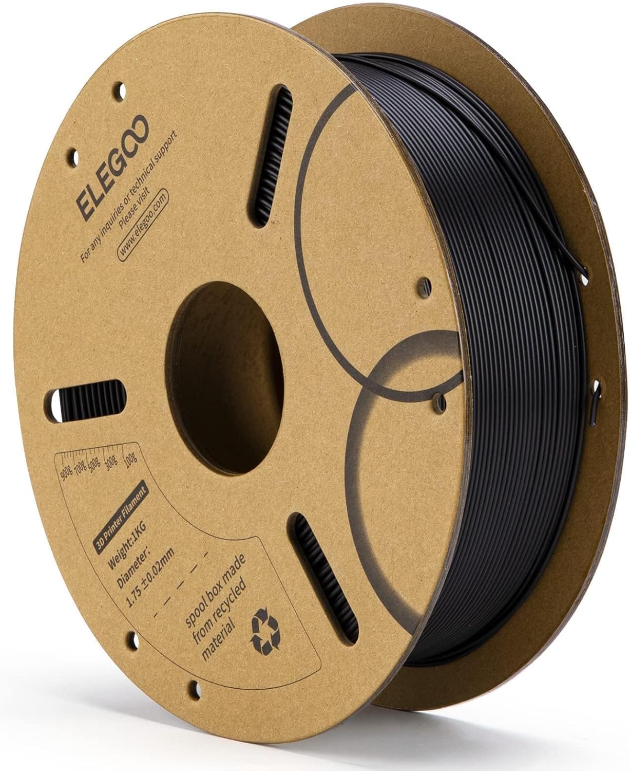 ELEGOO PLA Filament 1.75mm Black 1KG, 3D Printer Filament Dimensional Accuracy +/- 0.02mm...