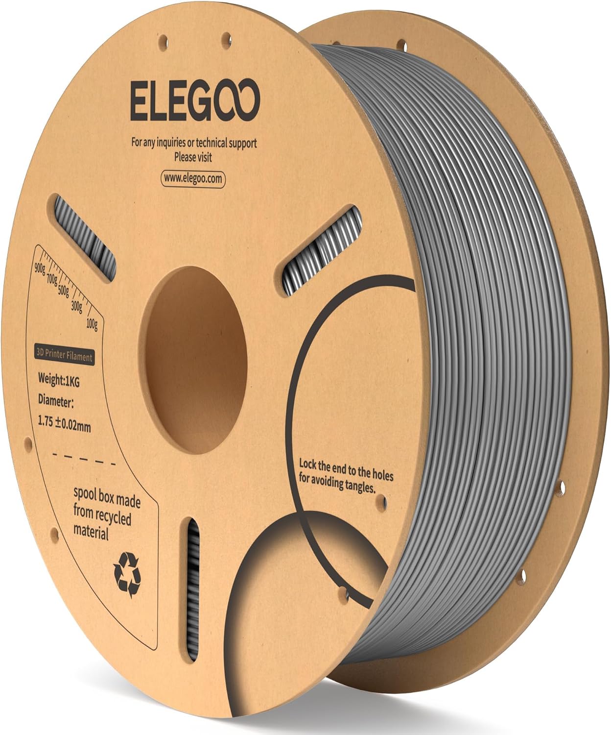 ELEGOO PLA Filament 1.75mm Space Gray 1KG, 3D Printer Filament Dimensional Accuracy +/...