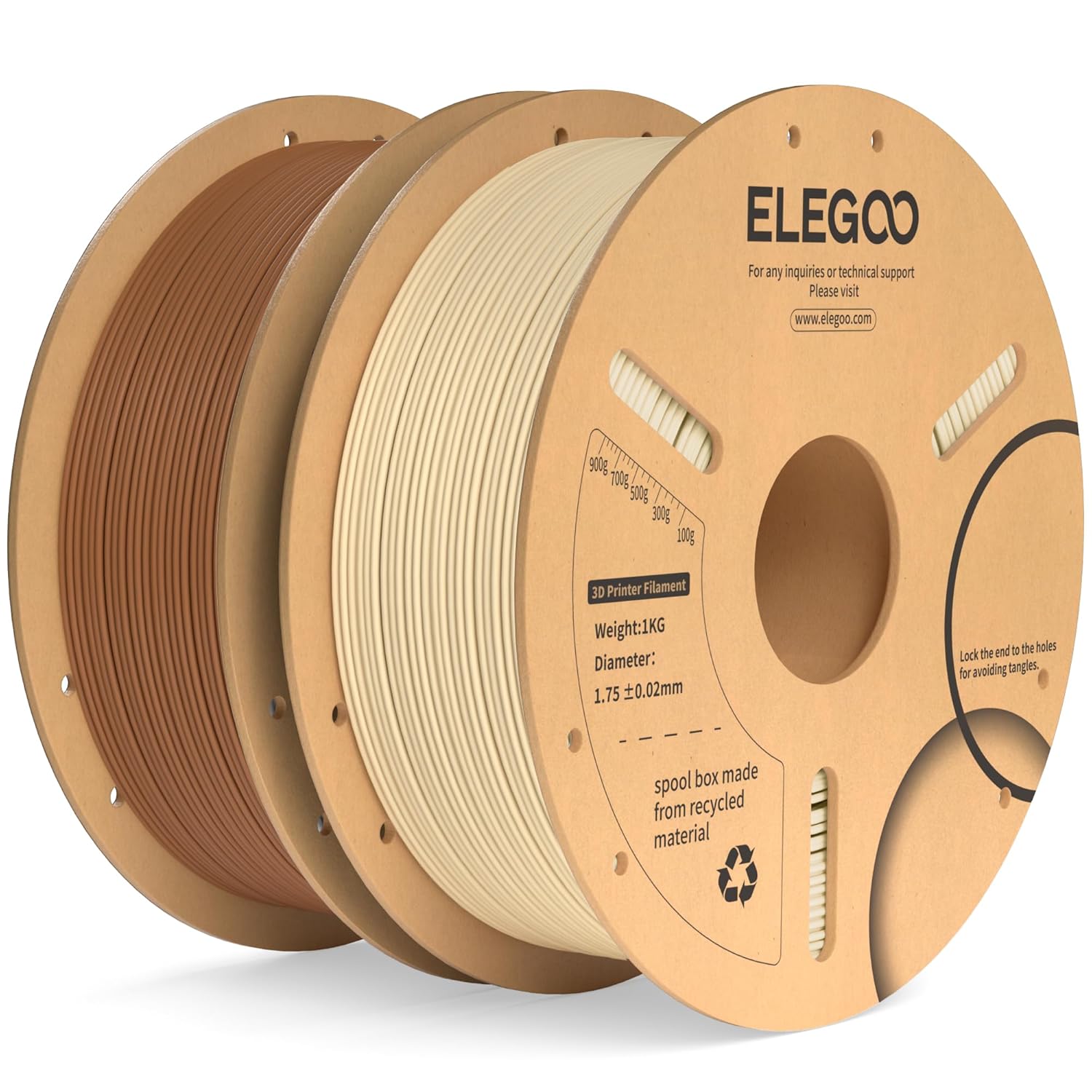 ELEGOO PLA Plus Filament 1.75mm Brown & Beige 2KG, PLA+ Tougher and Stronger 3D Printer...