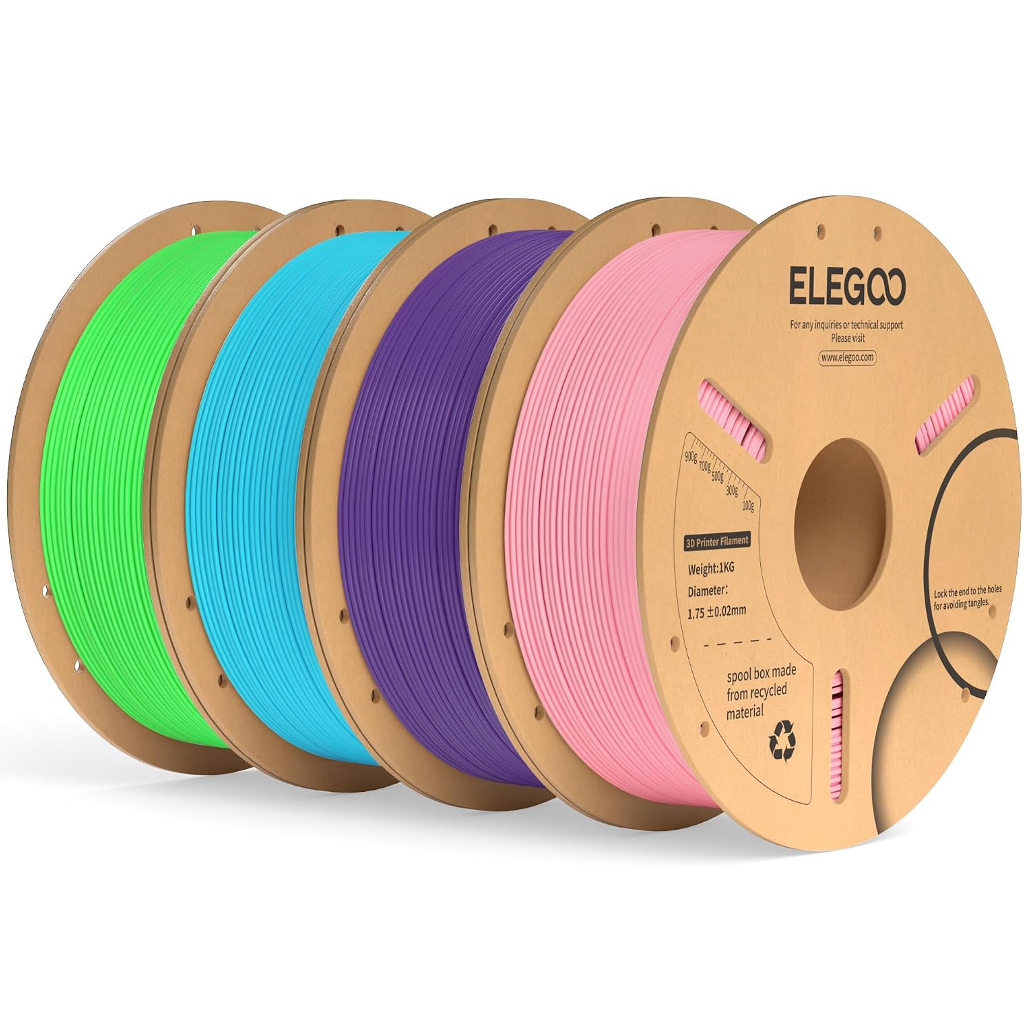 ELEGOO PLA Plus Filament 1.75mm Bundle 4KG, PLA+ Tough 3D Printer Filament Dimensional...