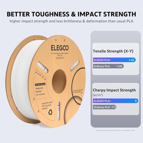 ELEGOO PLA Plus Filament 1.75mm Gray 2KG, PLA+ Tougher and Stronger 3D Printer Filament Pro... image