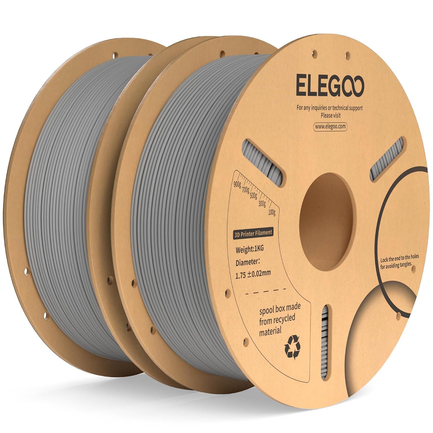 ELEGOO PLA Plus Filament 1.75mm Gray 2KG, PLA+ Tougher and Stronger 3D Printer Filament Pro...