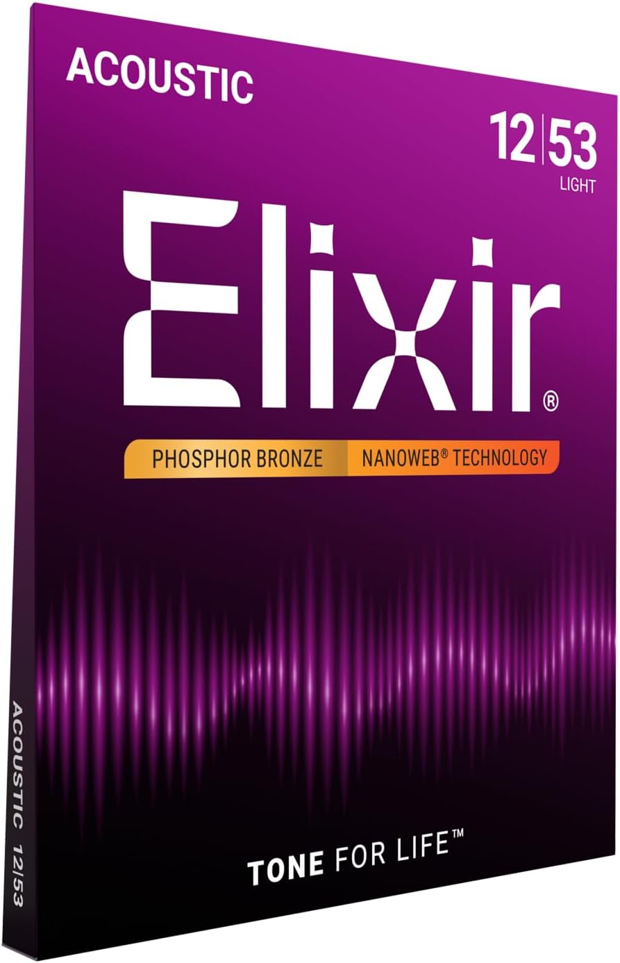 Elixir Strings, Acoustic Guitar Strings, Phosphor Bronze with NANOWEB Technology...