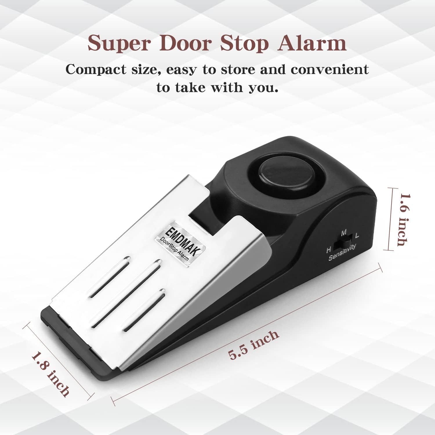 EMDMAK Door Stop Alarm with 120DB Siren Door Stop for Home & Travel (Black) (Pack of 2) image