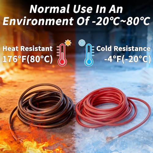 Energeaster 8 Gauge 25ft Each-Black/Red CCA Wire, Low Voltage Primary Automotive or Ground... image