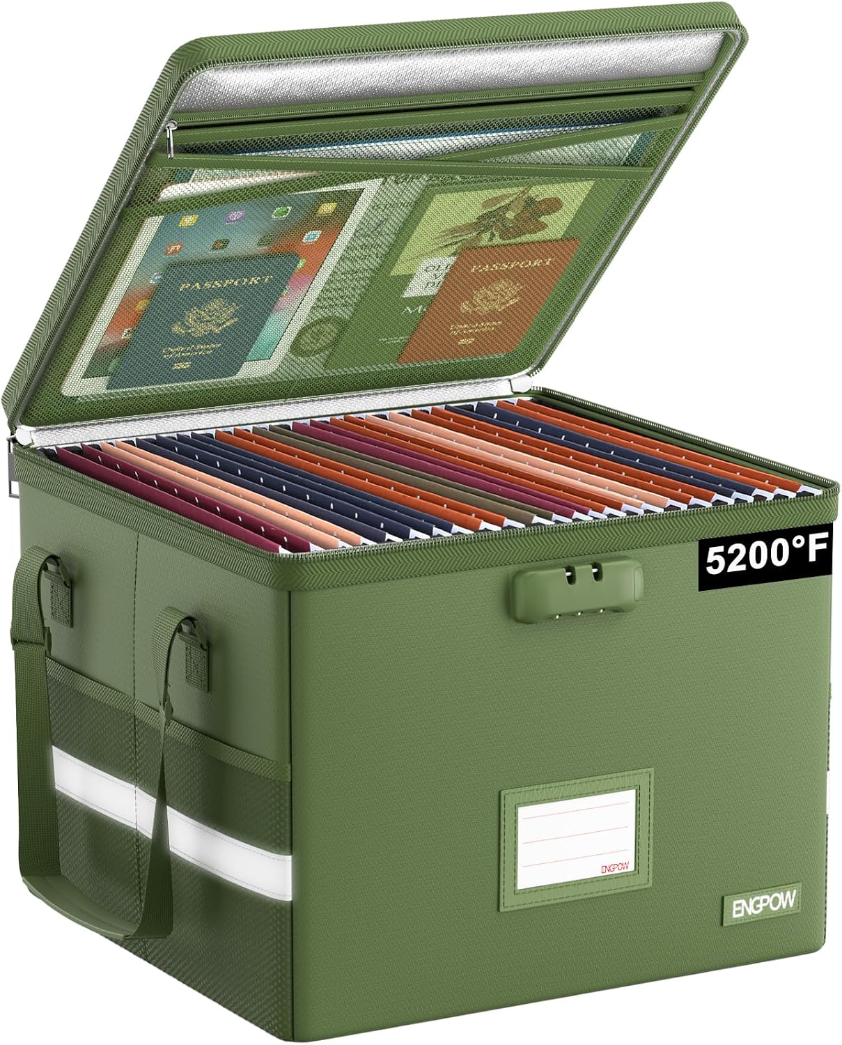 ENGPOW 5200°F File Box Fireproof Document Box with Lock,Heat Insulated Collapsible File...