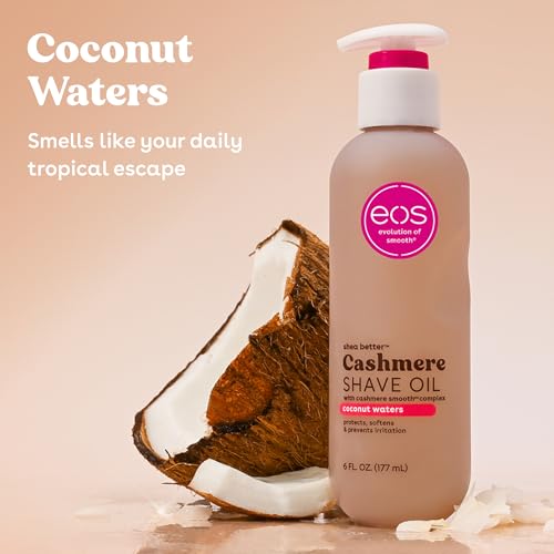 eos Cashmere Shave Oil – Coconut Waters, Moisturizing Shave Oil with Shea Butter &...
