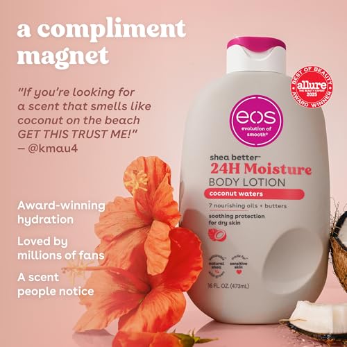eos Shea Better Body Lotion Coconut Waters, 24-Hour Moisture Skin Care, Lightweight &... image