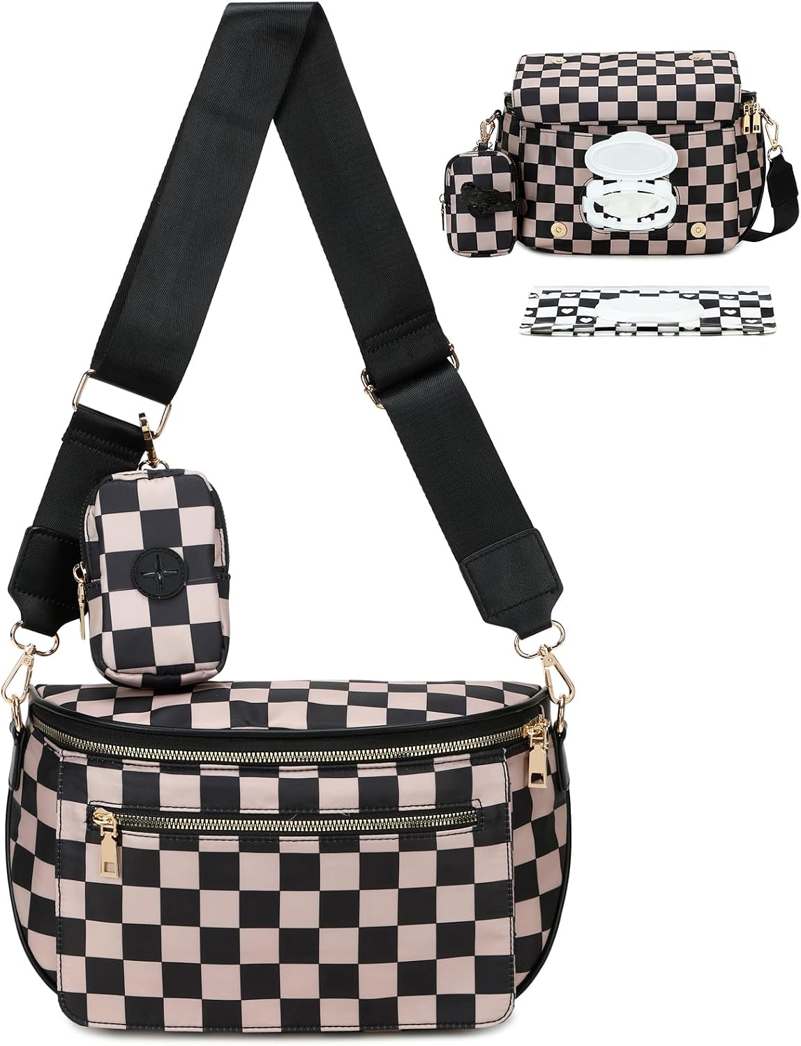 Eslcorri Small Diaper Bag Fanny Pack for Quick Outings, Crossbody Diaper Purse with Built-in...