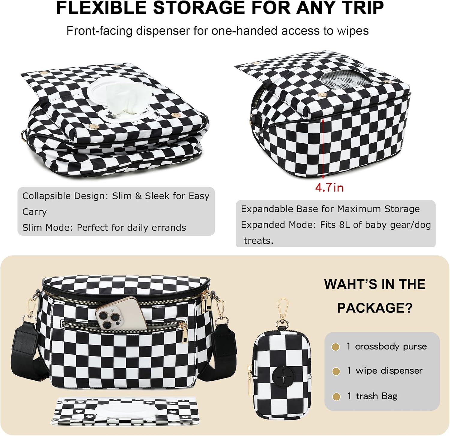Eslcorri Small Diaper Bag Fanny Pack for Quick Outings, Crossbody Diaper Purse with Built-in... image