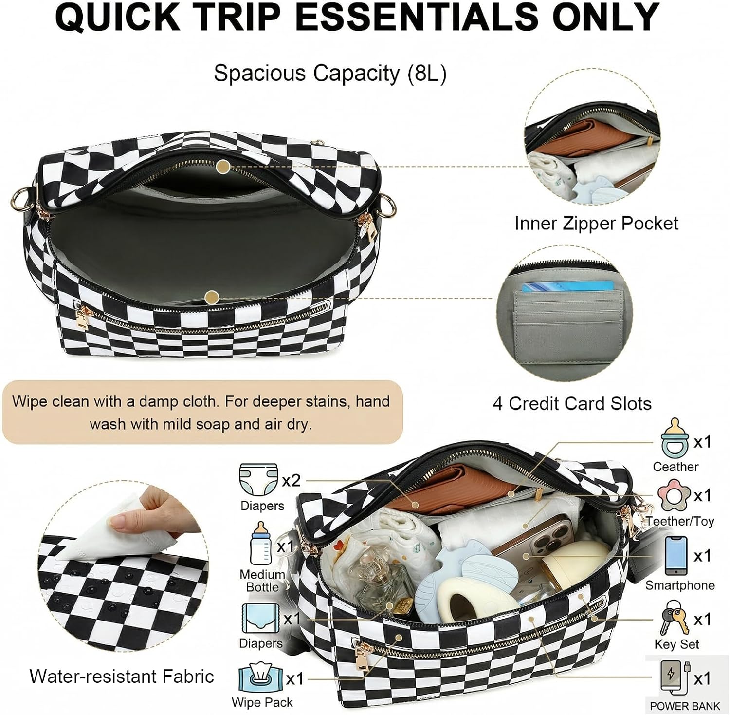 Eslcorri Small Diaper Bag Fanny Pack for Quick Outings, Crossbody Diaper Purse with Built-in... image