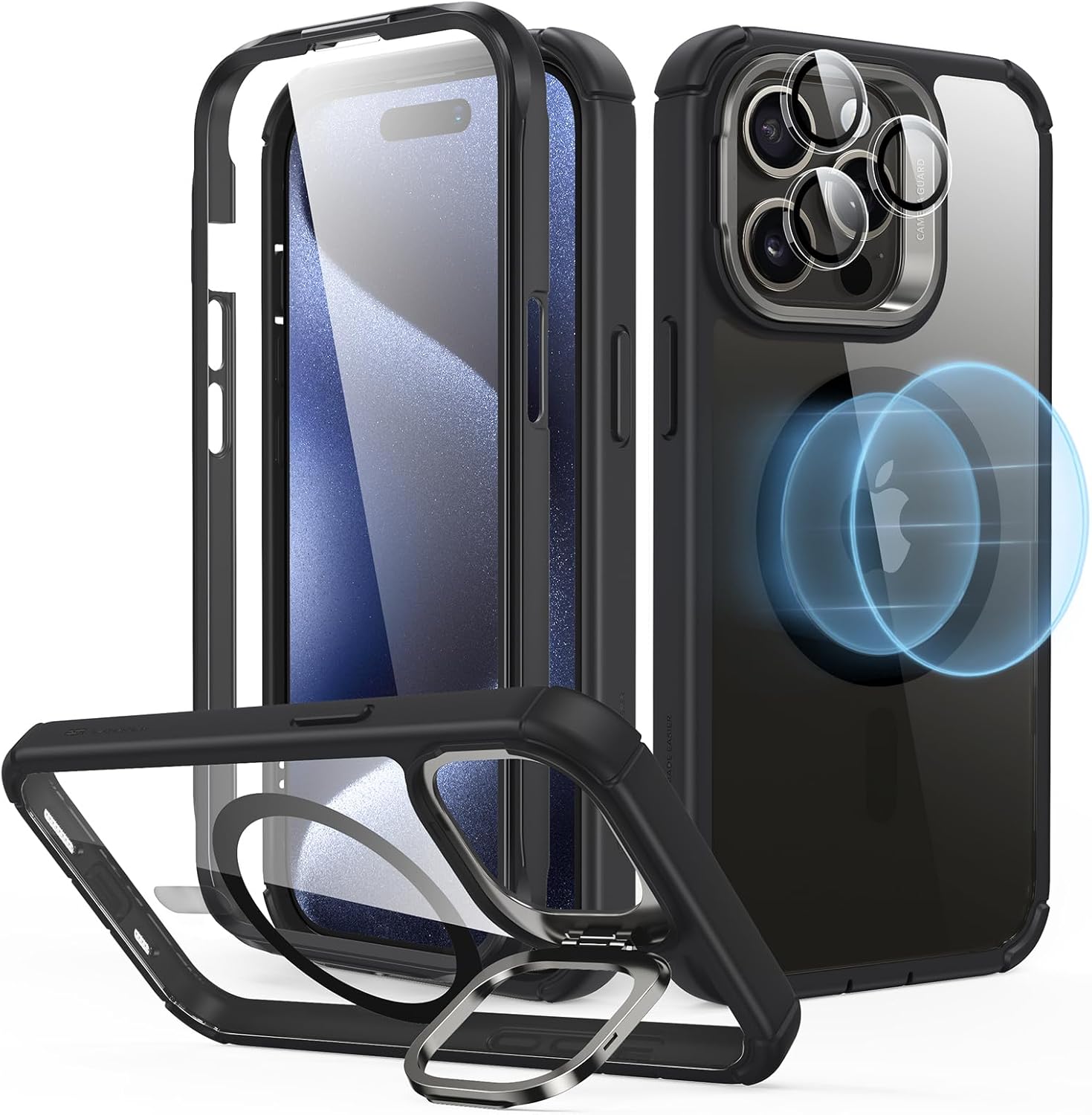 ESR for iPhone 15 Pro Max Case with Stand, Compatible with MagSafe, Full-Body Military-Grade...