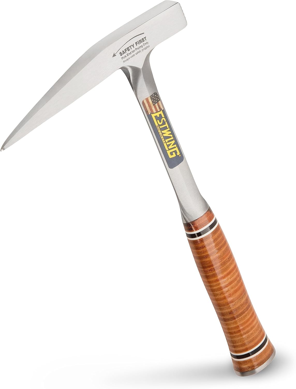 ESTWING Rock Pick - 13 oz USA Made Geology Hammer with Smooth Face & Genuine Leather Grip - E13P