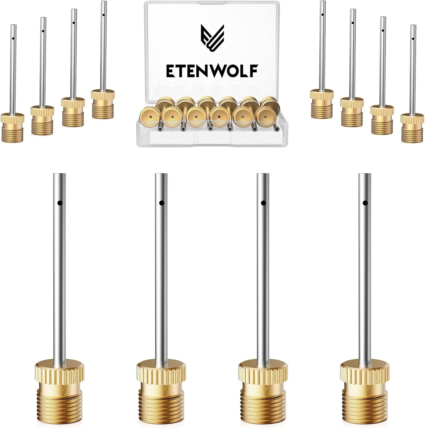 ETENWOLF 12 Pack Brass Ball Pump Needles, No Break Heavy Duty Air Pump Needles for Balls...