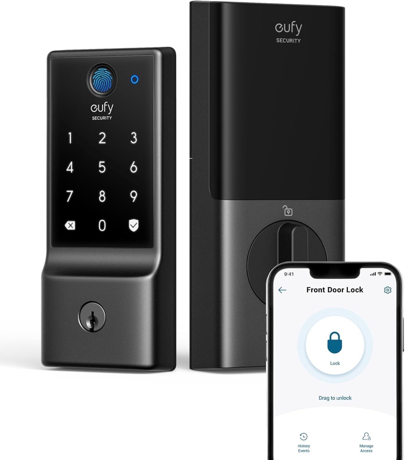 eufy Security Smart Lock C220, Fingerprint Keyless Entry Door Lock, Built-in Wi-Fi, App...