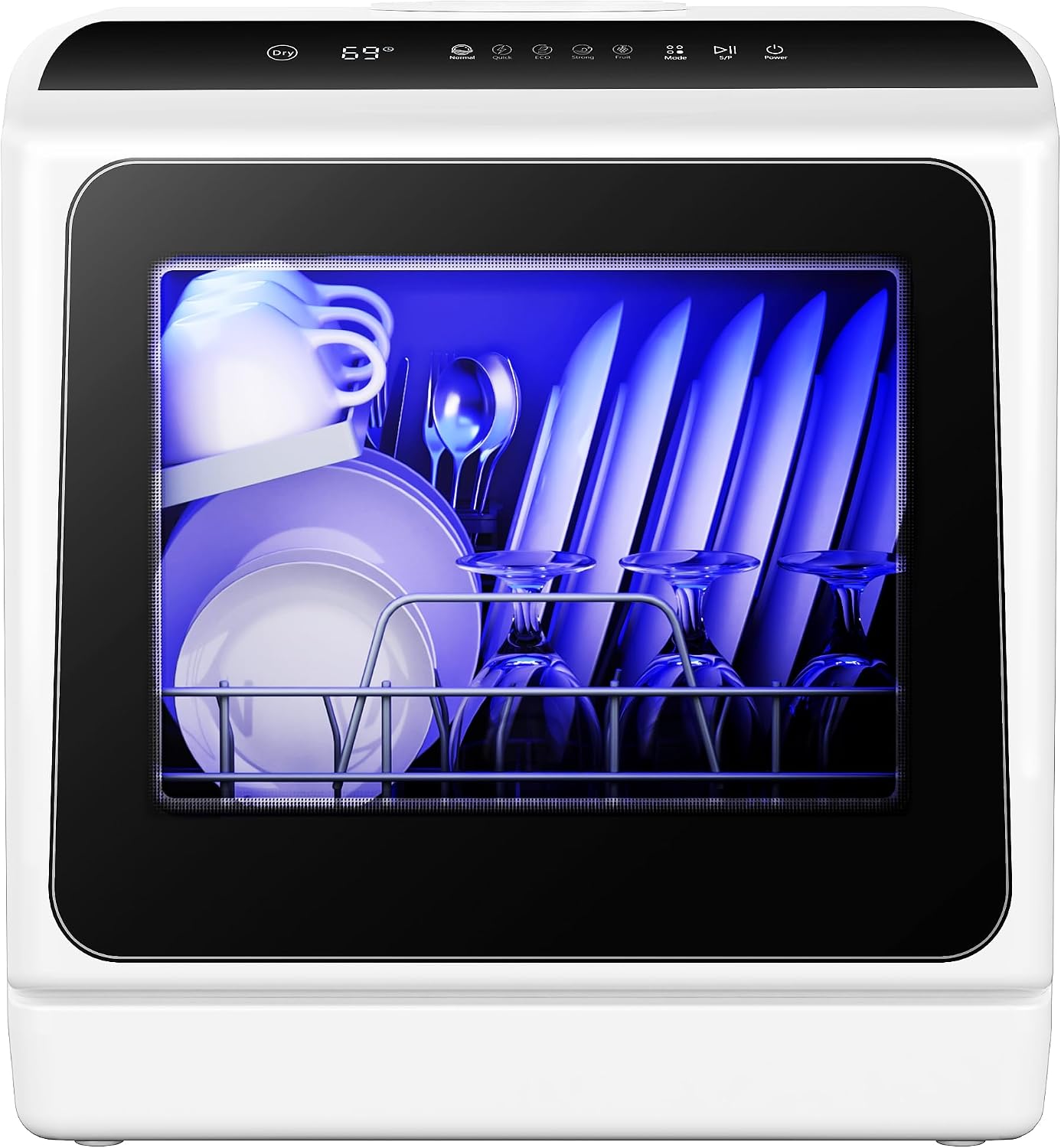EUHOMY 6 Programs Countertop Dishwasher, Portable Dishwasher with 5L Built-in Water Tank &...