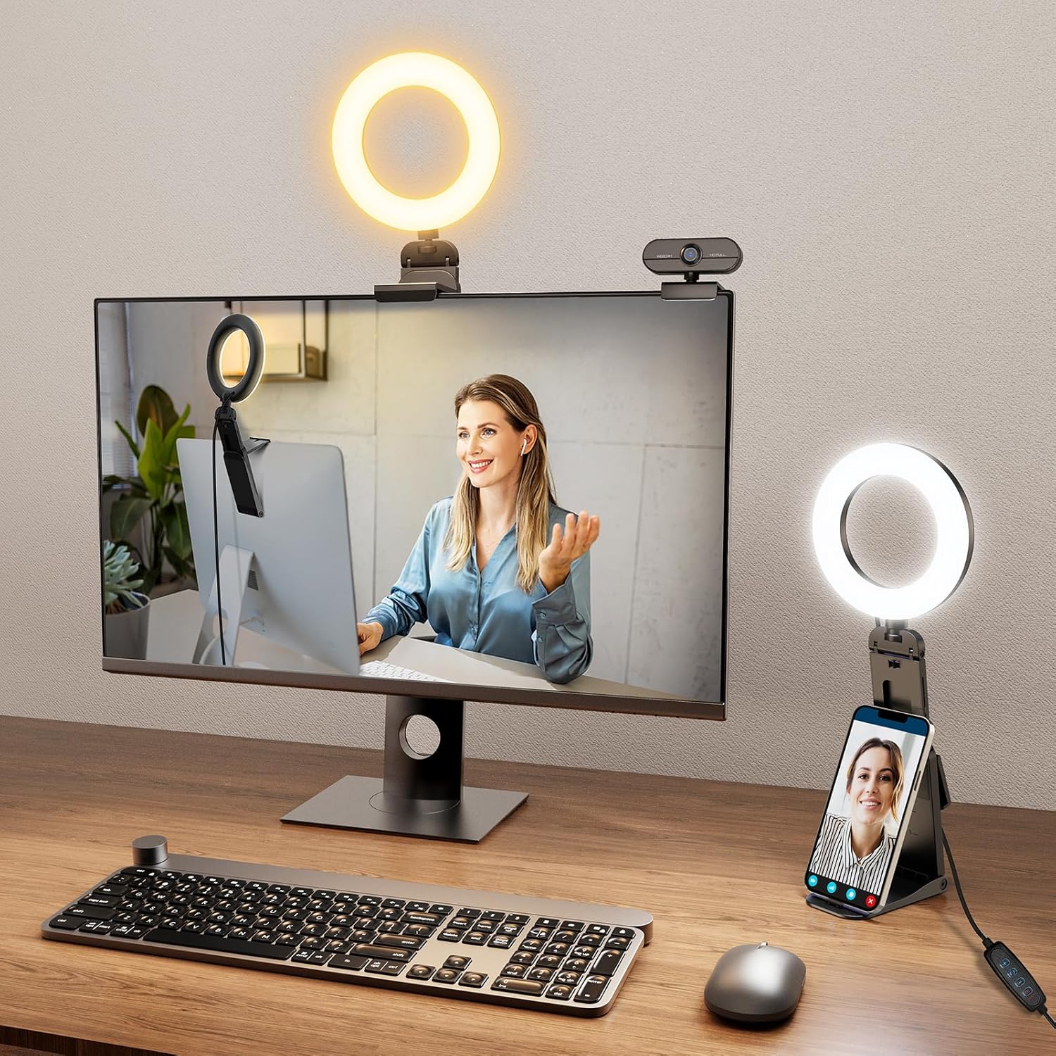 Evershop Ring Light for Laptop Desk Clip On,Small Computer Video Conference Lighting with...